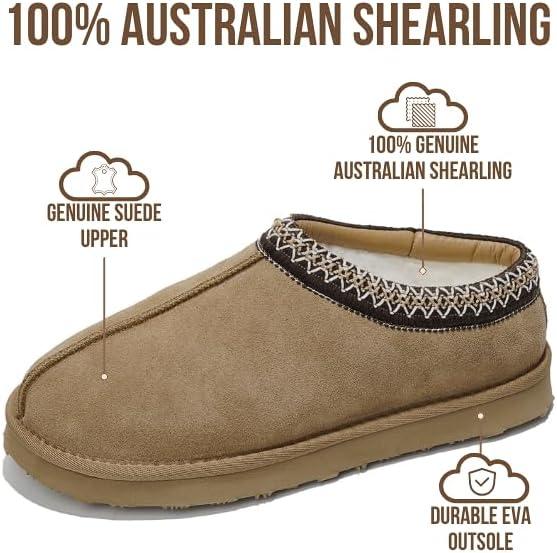 imageProject Cloud 100 Genuine Leather with Australian Shearling Lining Mens Slippers ampamp Memory Foam Insole Outdoor ampamp House Slippers for Men  NonSlip Fuzzy Mens Shoes RelaxationChestnut