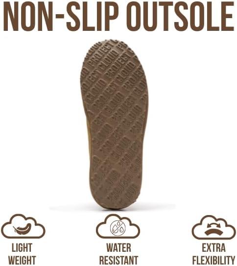 imageProject Cloud 100 Genuine Leather with Australian Shearling Lining Mens Slippers ampamp Memory Foam Insole Outdoor ampamp House Slippers for Men  NonSlip Fuzzy Mens Shoes RelaxationChestnut