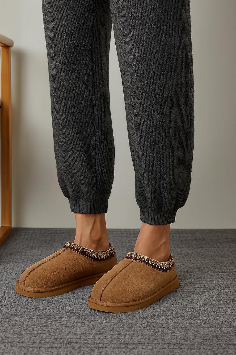 imageProject Cloud 100 Genuine Leather with Australian Shearling Lining Mens Slippers ampamp Memory Foam Insole Outdoor ampamp House Slippers for Men  NonSlip Fuzzy Mens Shoes RelaxationChestnut