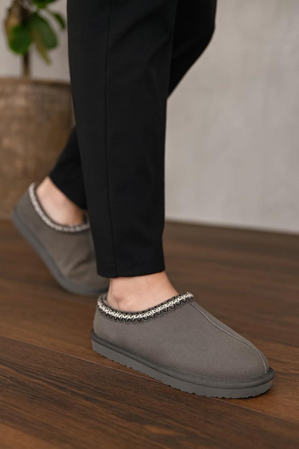 imageProject Cloud 100 Genuine Leather with Australian Shearling Lining Mens Slippers ampamp Memory Foam Insole Outdoor ampamp House Slippers for Men  NonSlip Fuzzy Mens Shoes RelaxationGrey