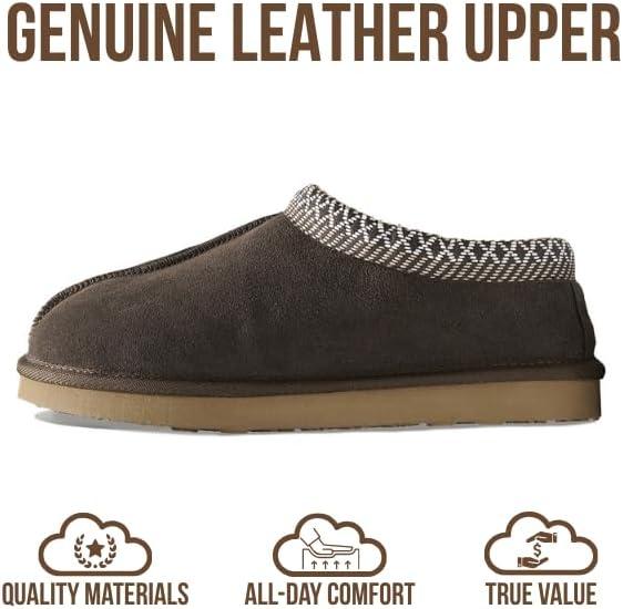 imageProject Cloud 100 Genuine Leather with Australian Shearling Lining Mens Slippers ampamp Memory Foam Insole Outdoor ampamp House Slippers for Men  NonSlip Fuzzy Mens Shoes RelaxationChocolate