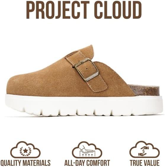 imageProject Cloud Chunky Kids Clogs  100 Genuine Leather Clogs for Kids with Cork Footbed ampamp Arch Support  NonSlip Mules ampamp Sandals for Girls Footwear Little BentonChunkyChestnut Suede