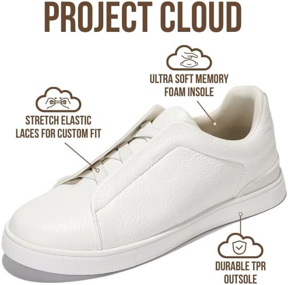 imageProject Cloud Genuine Leather Memory Foam Insole Mens Shoes  Lightweight ampamp Non Slip Shoes for Men Sneakers  Everyday Slip On Mens Sneakers HudsonWhite