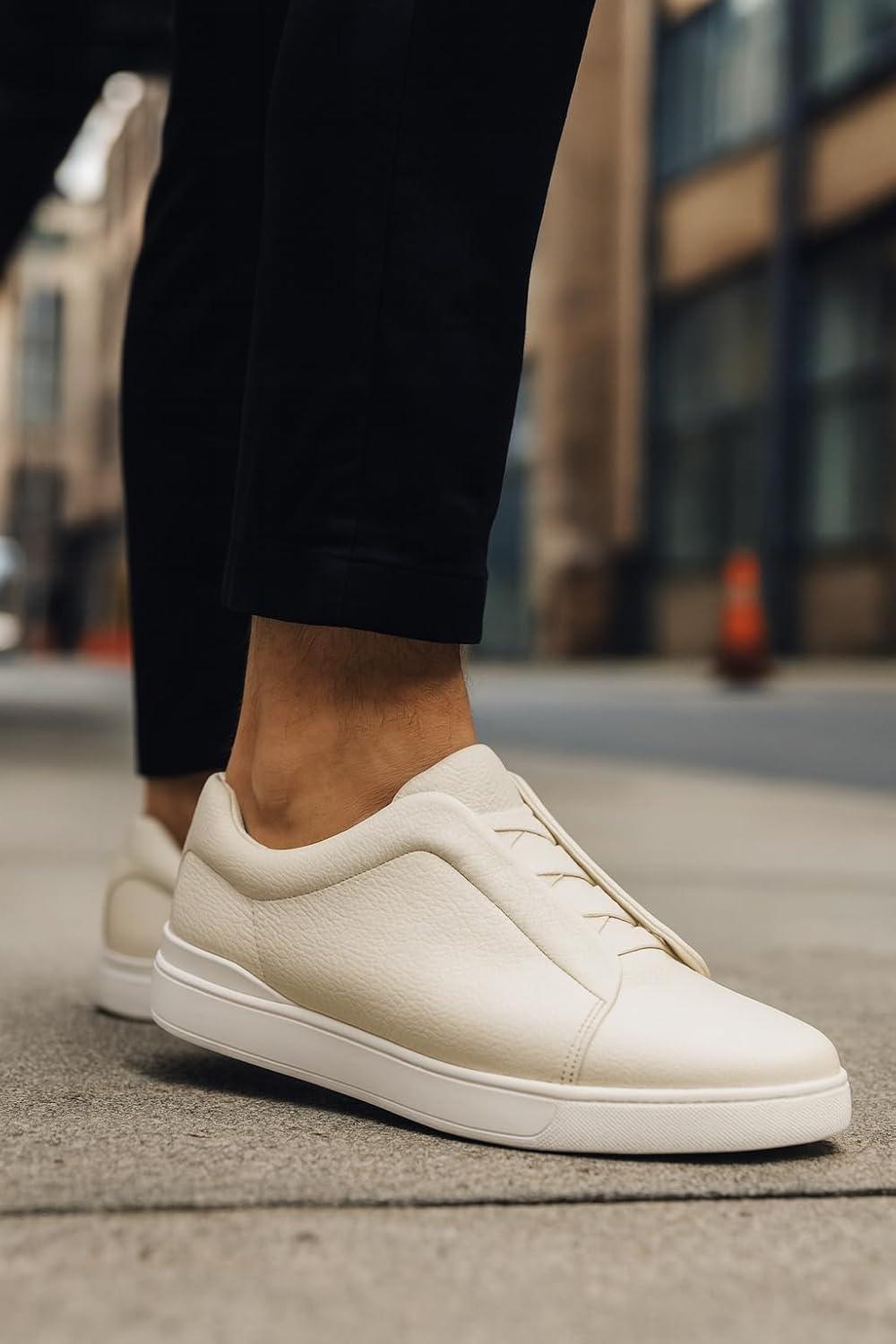 imageProject Cloud Genuine Leather Memory Foam Insole Mens Shoes  Lightweight ampamp Non Slip Shoes for Men Sneakers  Everyday Slip On Mens Sneakers HudsonOffwhite