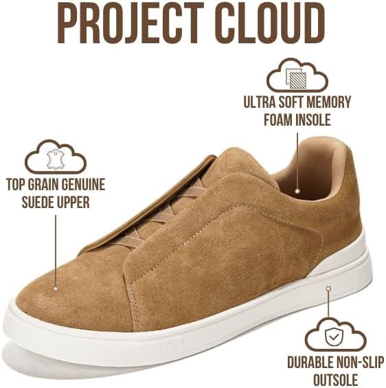 imageProject Cloud Genuine Leather Memory Foam Insole Mens Shoes  Lightweight ampamp Non Slip Shoes for Men Sneakers  Everyday Slip On Mens Sneakers HudsonCamel Genuine Suede