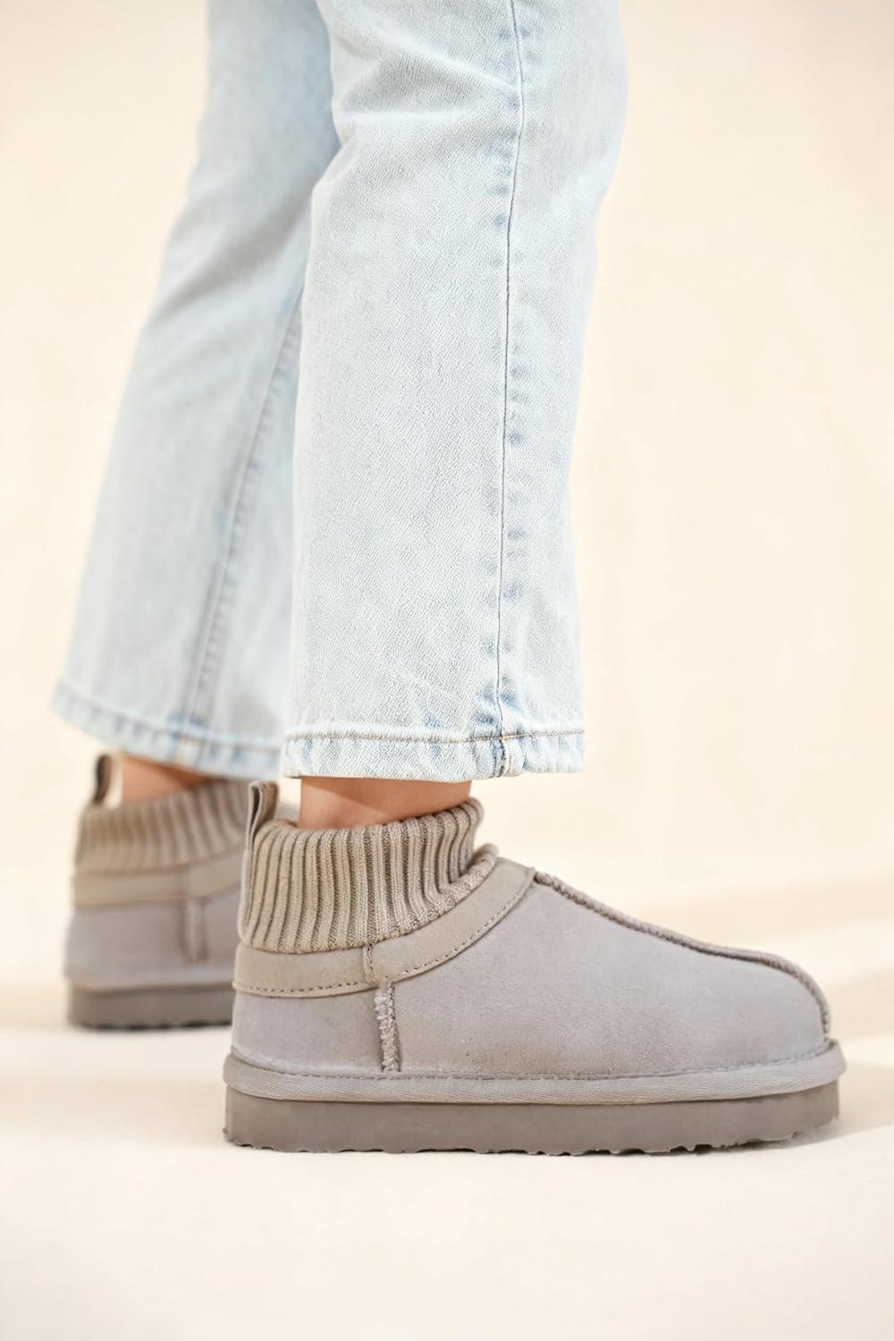 imageProject Cloud Kids Boots 100 Genuine Leather  Water Resistant Toddler Girl Boots with Australian Shearling  Safe Non Slip Kid ampamp Toddler Boots ampamp Comfortable Kids Shoes DreamOnGrey Suede