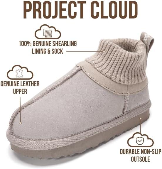 imageProject Cloud Kids Boots 100 Genuine Leather  Water Resistant Toddler Girl Boots with Australian Shearling  Safe Non Slip Kid ampamp Toddler Boots ampamp Comfortable Kids Shoes DreamOnGrey Suede