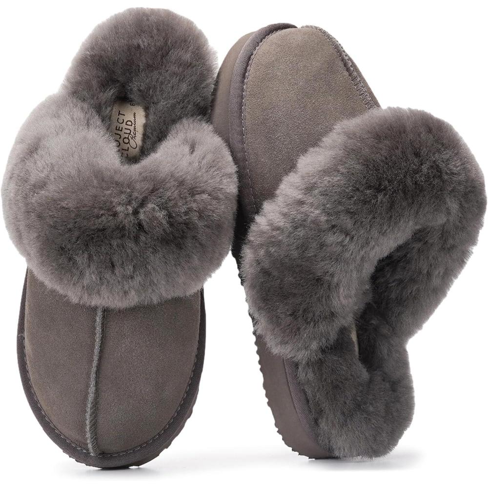 imageProject Cloud 100 Genuine Leather Slippers for Women Footwear with Genuine Fur Lining Womens Clogs ampamp Mule  NonSlip IndoorOutdoor Scuff Womens Slippers with Memory Foam Insole HenkaFrost Suede