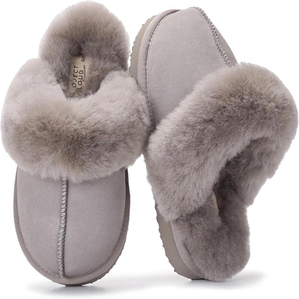 imageProject Cloud 100 Genuine Leather Slippers for Women Footwear with Genuine Fur Lining Womens Clogs ampamp Mule  NonSlip IndoorOutdoor Scuff Womens Slippers with Memory Foam Insole HenkaGrey