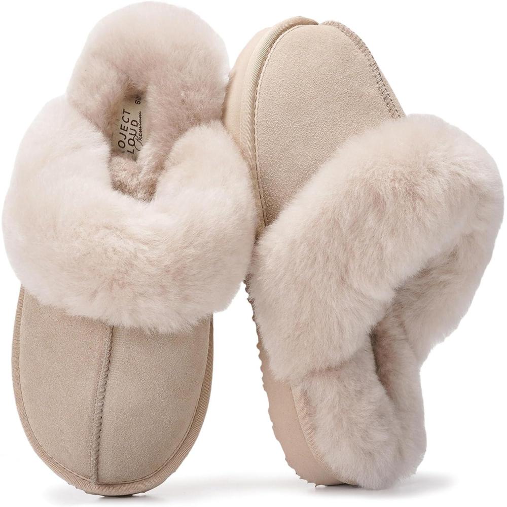 imageProject Cloud 100 Genuine Leather Slippers for Women Footwear with Genuine Fur Lining Womens Clogs ampamp Mule  NonSlip IndoorOutdoor Scuff Womens Slippers with Memory Foam Insole HenkaSand Suede