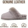 imageProject Cloud 100 Genuine Leather Slippers for Women Footwear with Genuine Fur Lining Womens Clogs ampamp Mule  NonSlip IndoorOutdoor Scuff Womens Slippers with Memory Foam Insole HenkaGrey