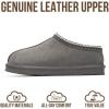 imageProject Cloud 100 Genuine Leather with Australian Shearling Lining Mens Slippers ampamp Memory Foam Insole Outdoor ampamp House Slippers for Men  NonSlip Fuzzy Mens Shoes RelaxationGrey