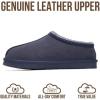 imageProject Cloud 100 Genuine Leather with Australian Shearling Lining Mens Slippers ampamp Memory Foam Insole Outdoor ampamp House Slippers for Men  NonSlip Fuzzy Mens Shoes RelaxationNavy