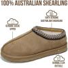 imageProject Cloud 100 Genuine Leather with Australian Shearling Lining Mens Slippers ampamp Memory Foam Insole Outdoor ampamp House Slippers for Men  NonSlip Fuzzy Mens Shoes RelaxationChestnut