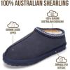 imageProject Cloud 100 Genuine Leather with Australian Shearling Lining Mens Slippers ampamp Memory Foam Insole Outdoor ampamp House Slippers for Men  NonSlip Fuzzy Mens Shoes RelaxationNavy