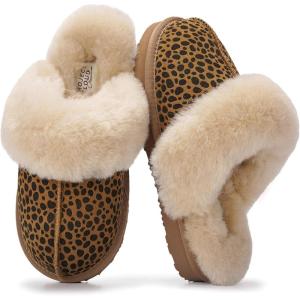 imageProject Cloud 100 Genuine Leather Slippers for Women Footwear with Genuine Fur Lining Womens Clogs ampamp Mule  NonSlip IndoorOutdoor Scuff Womens Slippers with Memory Foam Insole HenkaDark Brown Leopard Suede