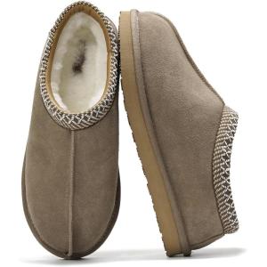 imageProject Cloud 100 Genuine Leather with Australian Shearling Lining Mens Slippers ampamp Memory Foam Insole Outdoor ampamp House Slippers for Men  NonSlip Fuzzy Mens Shoes RelaxationTaupe