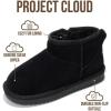 imageProject Cloud 100 Genuine Leather Girls Boots  Water Resistant ampamp Lightweight Ankle Boots with Memory Foam  Cozy ampamp Fur Non Slip Kids Boots for Girls ampamp Boys Perfect for FallBlack