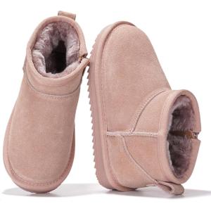 imageProject Cloud 100 Genuine Leather Girls Boots  Water Resistant ampamp Lightweight Ankle Boots with Memory Foam  Cozy ampamp Fur Non Slip Kids Boots for Girls ampamp Boys Perfect for FallPink
