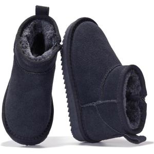 imageProject Cloud 100 Genuine Leather Girls Boots  Water Resistant ampamp Lightweight Ankle Boots with Memory Foam  Cozy ampamp Fur Non Slip Kids Boots for Girls ampamp Boys Perfect for FallNavy Suede