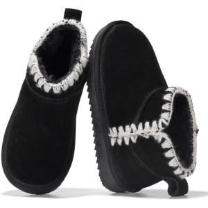 imageProject Cloud 100 Genuine Leather Girls Boots  Water Resistant ampamp Lightweight Ankle Boots with Memory Foam  Cozy ampamp Fur Non Slip Kids Boots for Girls ampamp Boys Perfect for FallBlack Stitch