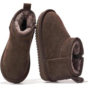 imageProject Cloud 100 Genuine Leather Girls Boots  Water Resistant ampamp Lightweight Ankle Boots with Memory Foam  Cozy ampamp Fur Non Slip Kids Boots for Girls ampamp Boys Perfect for FallChocobrown Suede