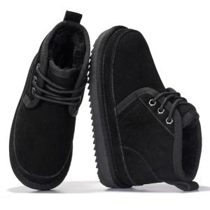 imageProject Cloud 100 Genuine Leather Kids Boots  Lightweight FurLined Ankle Boots for Girls ampamp Boys with Memory Foam Insole  NonSlip Winter Kids Shoes NevadaBlack Suede