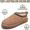 imageProject Cloud 100 Genuine Leather Womens Slippers with Genuine Australian Shearling Fur Lining Slippers for Women  NonSlip EVA with Memory Foam Fuzzy Slippers Women Footwear NeritaChestnut