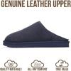 imageProject Cloud Mens Slippers 100 Genuine Leather and Genuine Shearling Lining  House Slippers for Men with Memory Foam Insole  Lightweight ampamp Non Slip Mens House Shoes ChillNavy Suede