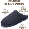 imageProject Cloud Mens Slippers 100 Genuine Leather and Genuine Shearling Lining  House Slippers for Men with Memory Foam Insole  Lightweight ampamp Non Slip Mens House Shoes ChillNavy Suede