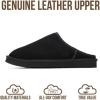 imageProject Cloud Mens Slippers 100 Genuine Leather and Genuine Shearling Lining  House Slippers for Men with Memory Foam Insole  Lightweight ampamp Non Slip Mens House Shoes ChillBlack Suede