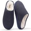 imageProject Cloud Mens Slippers 100 Genuine Leather and Genuine Shearling Lining  House Slippers for Men with Memory Foam Insole  Lightweight ampamp Non Slip Mens House Shoes ChillNavy Suede