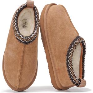 imageProject Cloud 100 Genuine Leather Womens Slippers with Genuine Australian Shearling Fur Lining Slippers for Women  NonSlip EVA with Memory Foam Fuzzy Slippers Women Footwear NeritaChestnut