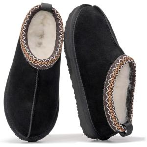 imageProject Cloud 100 Genuine Leather Womens Slippers with Genuine Australian Shearling Fur Lining Slippers for Women  NonSlip EVA with Memory Foam Fuzzy Slippers Women Footwear NeritaBlack