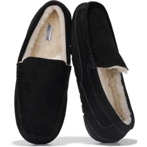 imageProject Cloud Mens Slippers 100 Genuine Leather with Memory Foam Insole Mens Shoes  NonSlip and Lightweight Indoor and Outdoor Slippers for Men OswinBlack Suede