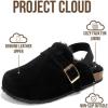 imageProject Cloud 100 Genuine Leather Kids Clogs with Cork Footbed Arch Support  NonSlip Slippers ampamp Sandals for Boys ampamp Girls FootwearBlack Fur Lined