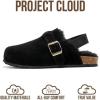 imageProject Cloud 100 Genuine Leather Kids Clogs with Cork Footbed Arch Support  NonSlip Slippers ampamp Sandals for Boys ampamp Girls FootwearBlack Fur Lined