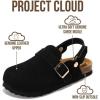 imageProject Cloud 100 Genuine Leather Kids Clogs with Cork Footbed Arch Support  NonSlip Slippers ampamp Sandals for Boys ampamp Girls FootwearBlack Suede With Back Strap