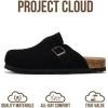 imageProject Cloud 100 Genuine Leather Kids Clogs with Cork Footbed Arch Support  NonSlip Slippers ampamp Sandals for Boys ampamp Girls FootwearBlack Suede
