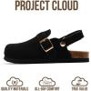 imageProject Cloud 100 Genuine Leather Kids Clogs with Cork Footbed Arch Support  NonSlip Slippers ampamp Sandals for Boys ampamp Girls FootwearBlack Suede With Back Strap
