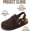 imageProject Cloud 100 Genuine Leather Kids Clogs with Cork Footbed Arch Support  NonSlip Slippers ampamp Sandals for Boys ampamp Girls FootwearDark Choco Brown Suede With Back Strap