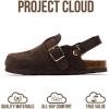 imageProject Cloud 100 Genuine Leather Kids Clogs with Cork Footbed Arch Support  NonSlip Slippers ampamp Sandals for Boys ampamp Girls FootwearDark Choco Brown Suede With Back Strap