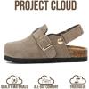 imageProject Cloud 100 Genuine Leather Kids Clogs with Cork Footbed Arch Support  NonSlip Slippers ampamp Sandals for Boys ampamp Girls FootwearTaupe With Back Strap