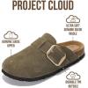 imageProject Cloud 100 Genuine Leather Clogs for Women Shoes  Memory Foam Insole NonSlip ampamp Natural Cork Footbed Arch Support Big Buckle Womens Clogs and Mules Footwear ManchesterOlive