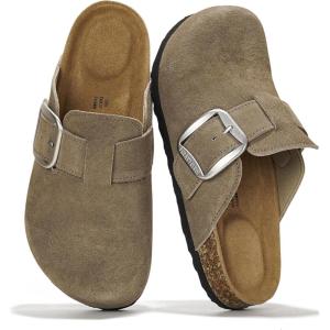 imageProject Cloud 100 Genuine Leather Clogs for Women Shoes  Memory Foam Insole NonSlip ampamp Natural Cork Footbed Arch Support Big Buckle Womens Clogs and Mules Footwear ManchesterStorm Suede