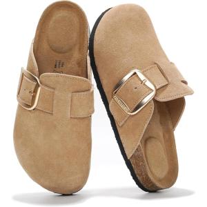 imageProject Cloud 100 Genuine Leather Clogs for Women Shoes  Memory Foam Insole NonSlip ampamp Natural Cork Footbed Arch Support Big Buckle Womens Clogs and Mules Footwear ManchesterBeige