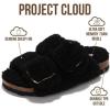 imageProject Cloud Genuine Leather Flat Sandals for Women 2025 Comfortable Beach Essentials Womens Sandals Memory Foam Vacation Essentials Slides for Women Footwear SantoriniBlack