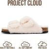 imageProject Cloud Genuine Leather Flat Sandals for Women 2025 Comfortable Beach Essentials Womens Sandals Memory Foam Vacation Essentials Slides for Women Footwear SantoriniOffwhite