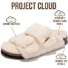 imageProject Cloud Genuine Leather Flat Sandals for Women 2025 Comfortable Beach Essentials Womens Sandals Memory Foam Vacation Essentials Slides for Women Footwear SantoriniOffwhite
