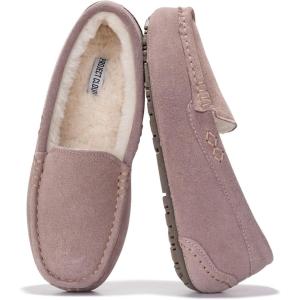 imageProject Cloud 100 Genuine Leather Slippers for Women  Fur Lined Outdoor Slippers for Women Footwear with Memory Foam  Stylish Womens Moccasin CathiDark Pink Suede